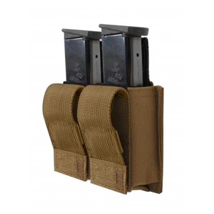 Pouch Doble para Cargadores de Pistola MOLLE con Inserciones Coyote