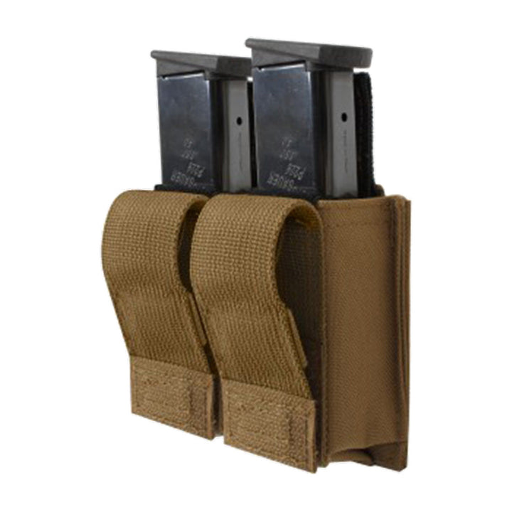 Pouch Doble para Cargadores de Pistola MOLLE con Inserciones Coyote