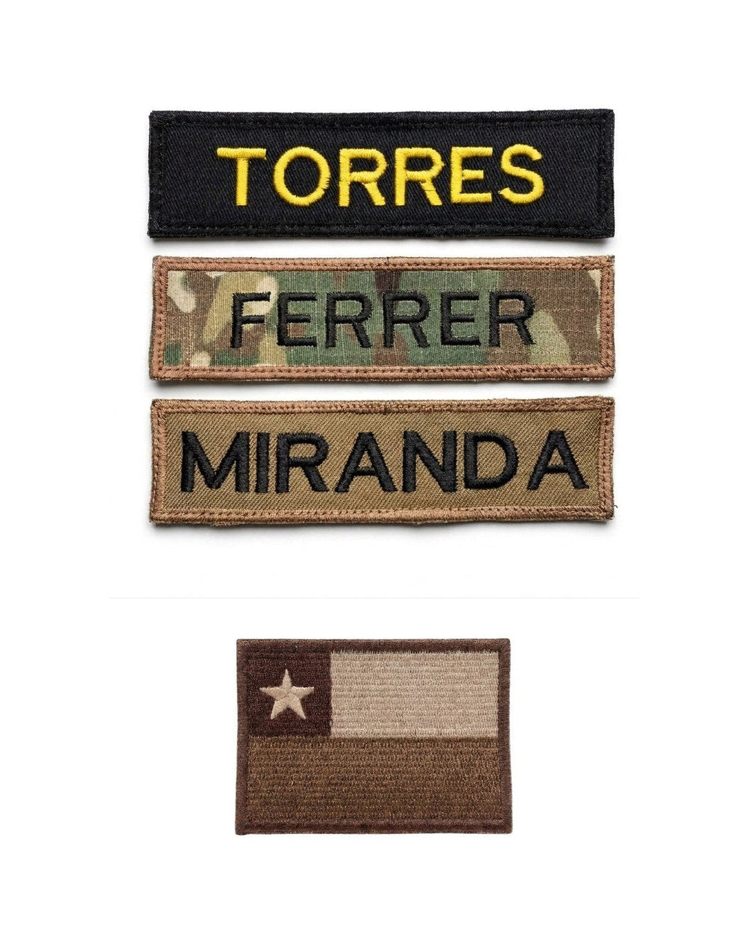 Apellidos bordados y parche bandera coyote de Catta