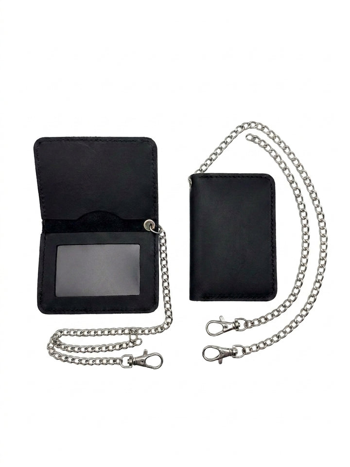 Porta Credencial Táctico de Cuero Negro CATTA