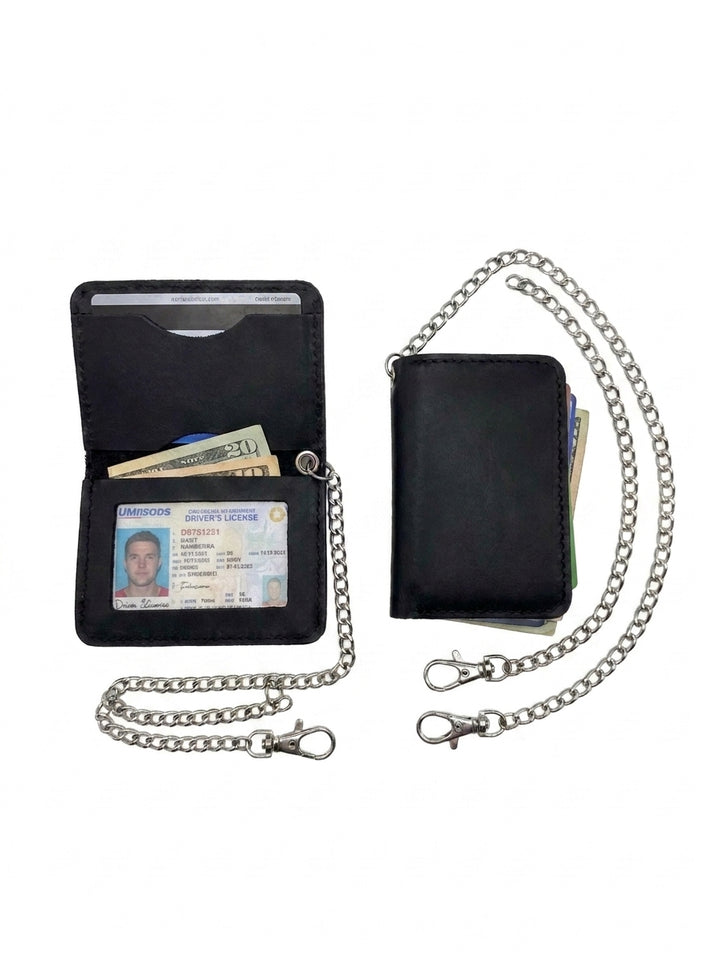 Porta Credencial Táctico de Cuero Negro CATTA