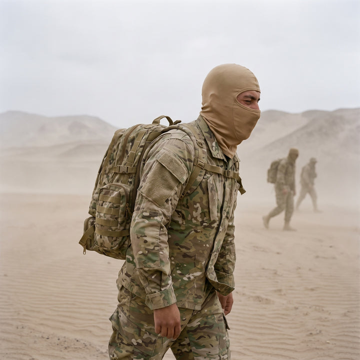 Balaclava Dry Fit Coyote: balaclava en pampa con viento