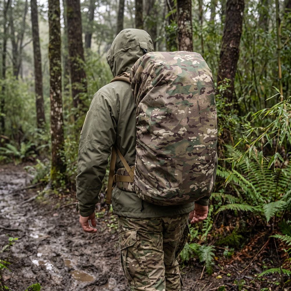 Cubre Mochila Multicam: cubre mochila bajo la lluvia