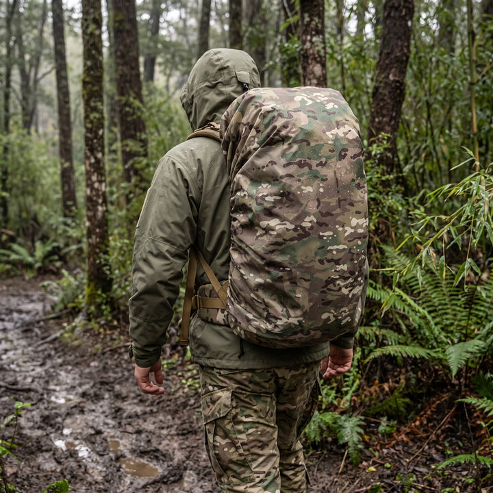 Cubre Mochila Multicam: cubre mochila bajo la lluvia