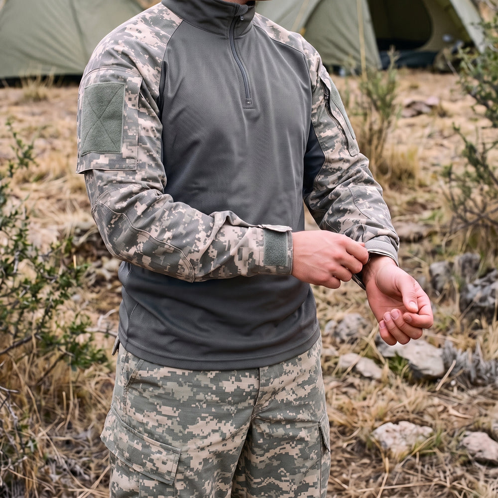 Polera Táctica - Combat Shirt ACU: combat shirt en vivac de precordillera