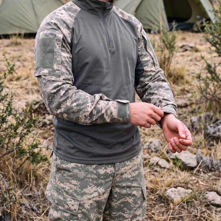 Polera Táctica - Combat Shirt ACU: combat shirt en vivac de precordillera